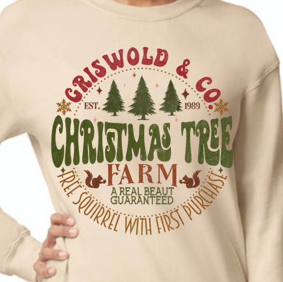 Griswold Christmas Tree Farm Beige Pullover - Picture 3 of 3